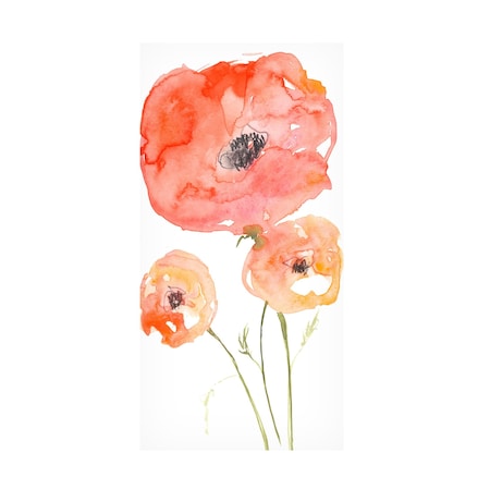 Jennifer Goldberger 'Neon Poppies II' Canvas Art, 24x47